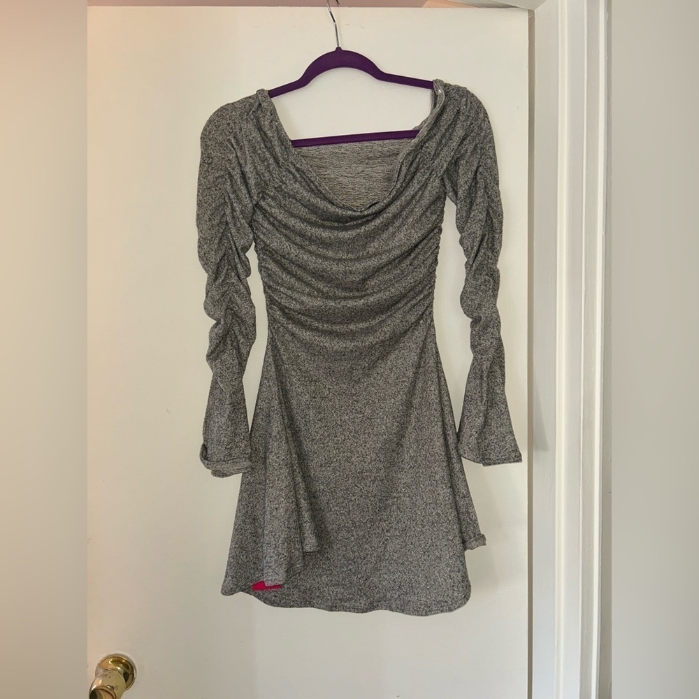SHEIN Gray Long Sleeve Dress